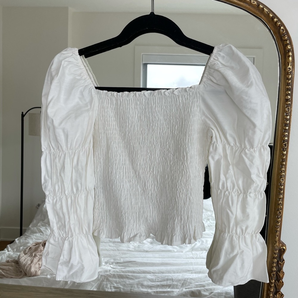 TOPSHOP Square neck blouse poof sleeve